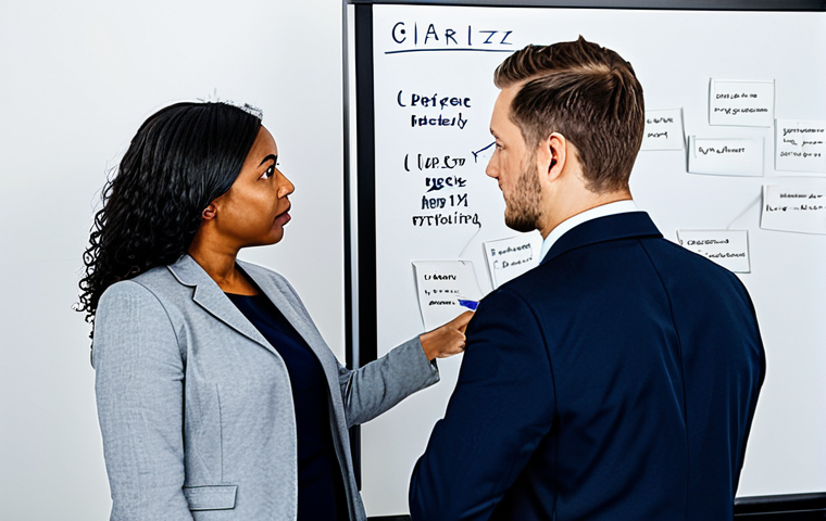 시각디자인 실무 워크플로우 - Empathize & Define**

"A diverse team of professionals brainstorming around a whiteboard in a modern...