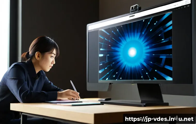시각디자인 분야의 기술 발전 - Photorealistic visual design studio showcasing technological advancement, Japanese creative professi...